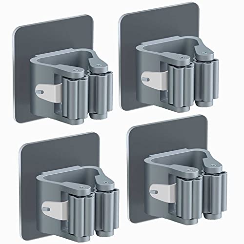 Voarge 4 Stück Besenhalter und Wandhalter, montiert, Wandhalter, selbstklebend, Halterung für Besen zum Aufhängen, keine Notwendigkeit, für Küche und Bad (blau) zu nehmen von Voarge