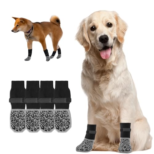 Voarge 4 Stück Hundesocken mit rutschfesten, Socken für Hunde Verstellbarer, Antirutschsocken Hund für den Innen- und Außenbereich, Spot, L Voarge 4 Stück Hundesocken mit rutschfesten, Socken für Hunde Verstellbarer, Antirutschsocken Hund für den Innen- und Außenbereich, Spot, L von Voarge