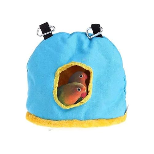 Voarge Hängendes Vogelnest, Winter wärm Vogelkäfig Nest, Winter Plüsch Vogelhaus Plüsch Vogelhaus, Blau, S von Voarge