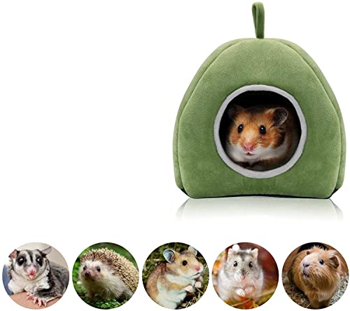 Voarge Hamsterbett, Plüsch, Hamsternest, für kleine Tiere, mit abnehmbarem Kissen, für Haustiere, Eichhörnchen, Ratten, Locken (Grün) von Voarge