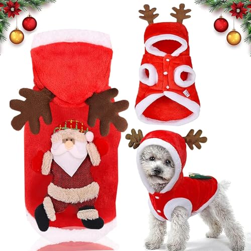 Voarge Haustier-Elch-Weihnachtskostüm，Haustier Winter Welpen Kleidung, Elchkostüm für Hunde und Katzen, Weihnachten Hundekleidung, Winterwarme Kleidung für Haustiere (M) von Voarge