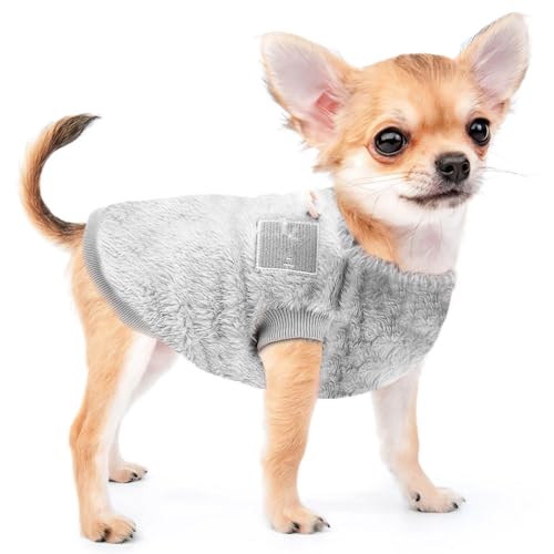 Voarge Haustier-Wintermantel aus Wolle mit D-Ring, Winter Warmer Hund Katzenpullover Kleidung Haustiermantel Kostüm Welpenpullover, Grau, M (Grau, XXL) von Voarge