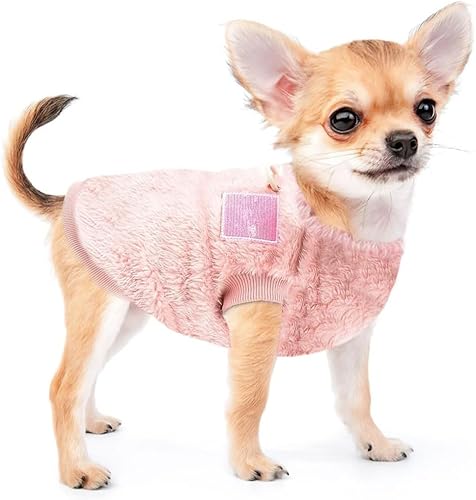 Voarge Haustier-Wintermantel aus Wolle mit D-Ring, Winter Warmer Hund Katzenpullover Kleidung Haustiermantel Kostüm Welpenpullover, Grau, M Rosa, XL von Voarge