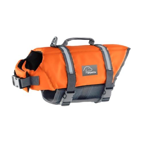 Voarge Hund Rettungsweste, Haustier Sicherheitsweste Badebekleidung Hund Rettungsweste, für Hundegröße einstellbar mit starkem Schwimm- und Rettungsgriff (XS) von Voarge