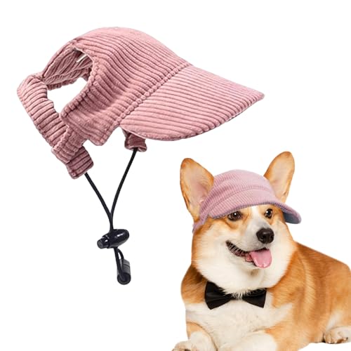 Voarge Hunde Baseballmütze, Verstellbar Hundecap mit Ohrlöchern Sonnenhut Sommer Reise Hut, Cord, atmungsaktiv, Hunde-Sonnenhut (Rosa, M) von Voarge