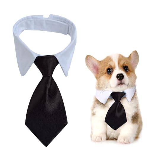 Voarge Hunde-Krawatte,verstellbares Hundehalsband mit Klettverschluss, Haustiere Hochzeit Fliege formelle Welpenfliege Smokingkragen Kostüm Krawatte (Schwarz, L) von Voarge
