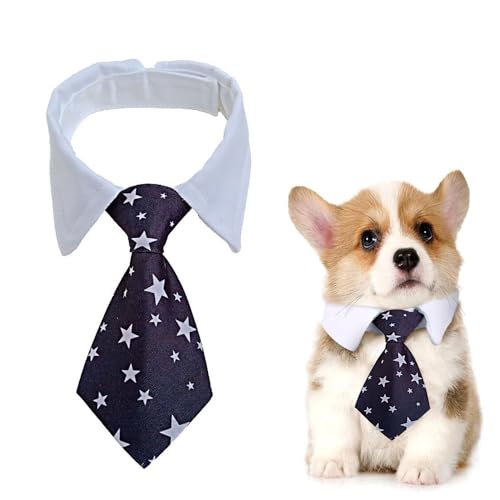 Voarge Hunde-Krawatte,verstellbares Hundehalsband mit Klettverschluss, Haustiere Hochzeit Fliege formelle Welpenfliege Smokingkragen Kostüm Krawatte (Schwarz Stern, L) von Voarge