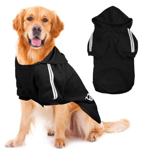 Voarge Hunde Warm Hoodies Mantel, Winterkleidung Großer Hund,Knopfdesign Hundehoodie,Hundepullover Grosse Hunde,Hundemantel (Schwarz, 3XL) von Voarge