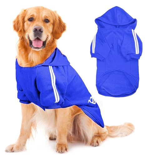 Voarge Hunde Warm Hoodies Mantel, Winterkleidung Großer Hund,Knopfdesign Hundehoodie,Hundepullover Grosse Hunde,Hundemantel (Blau, 5XL) von Voarge