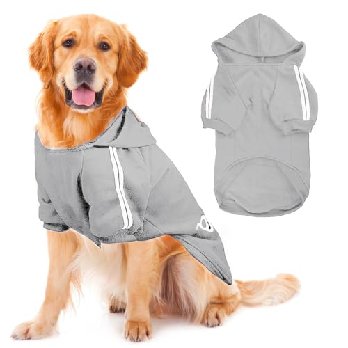 Voarge Hunde Warm Hoodies Mantel, Winterkleidung Großer Hund,Knopfdesign Hundehoodie,Hundepullover Grosse Hunde,Hundemantel (Grau, 3XL) von Voarge
