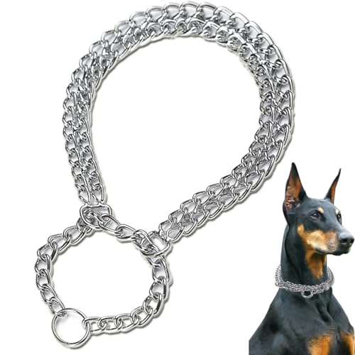 Voarge Hundehalskette aus rostfreiem Edelstahl, Kettenwürger zweireihig Chrom, ideal für kurzhaar Rassen (40cm) von Voarge