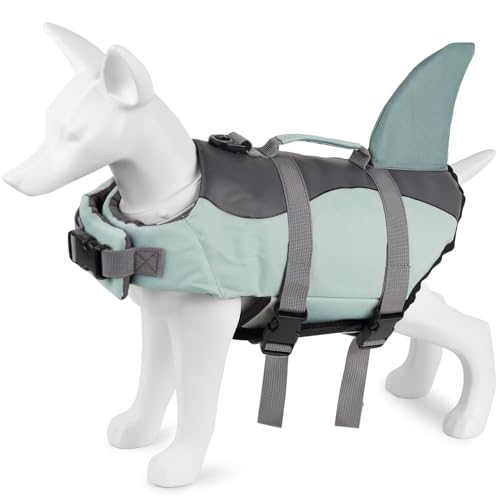 Voarge Hundeschwimmweste für Haie, mit Griff,Sicherheitsweste für Haustiere Hundeschwimmweste (Grau, XL) von Voarge