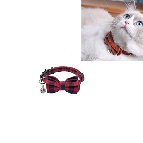 Voarge Katzenhalsband, Halskette für Haustiere mit Fliege, klassisch, verstellbar, geeignet für die meisten Hauskatzen, verstellbar von 18-32 cm, Rot von Voarge