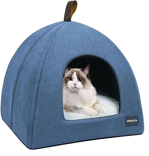 Voarge Katzenhöhle Katzenbett, weiche Katzenhöhle, weiche warme Plüsch-Katzenbetten, Katzennest mit herausnehmbarem und waschbarem Innenkissen, blau, M Voarge Katzenhöhle Katzenbett, weiche Katzenhöhle, weiche warme Plüsch-Katzenbetten, Katzennest mit herausnehmbarem und waschbarem Innenkissen, blau, M von Voarge