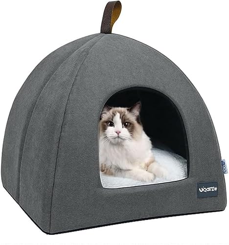 Voarge Katzenhöhle Katzenbett, weiche Katzenhöhle, weiche warme Plüsch-Katzenbetten, Katzennest mit herausnehmbarem und waschbarem Innenkissen, grau, m Voarge Katzenhöhle Katzenbett, weiche Katzenhöhle, weiche warme Plüsch-Katzenbetten, Katzennest mit herausnehmbarem und waschbarem Innenkissen, grau, m von Voarge