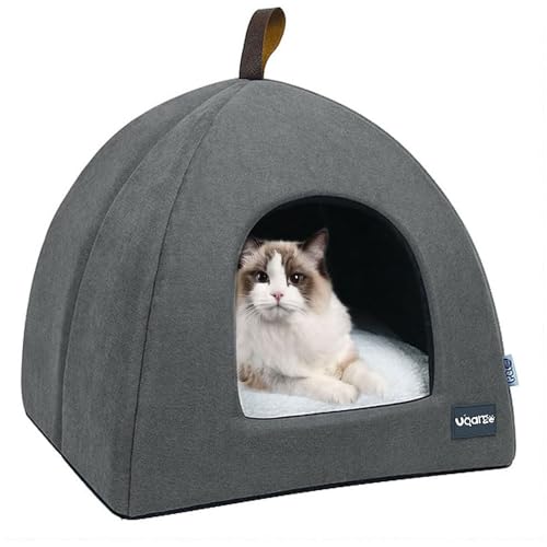 Voarge Katzenhöhle Katzenbett, weiche Katzenhöhle, weiche warme Plüsch-Katzenbetten, Katzennest mit herausnehmbarem Innenkissen, Grau S Voarge Katzenhöhle Katzenbett, weiche Katzenhöhle, weiche warme Plüsch-Katzenbetten, Katzennest mit herausnehmbarem Innenkissen, Grau S von Voarge