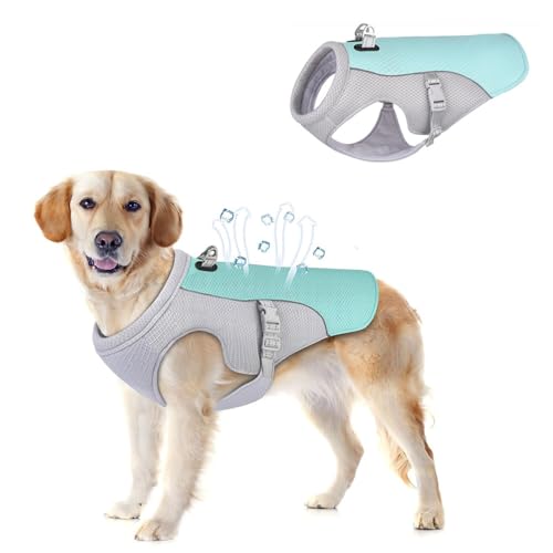 Voarge Kühlweste für Hunde, Leichtgewicht Kühlweste, Atmungsaktive Reflektierende Sicherheitsweste für Klein Mittel, UV-Schutz Hunde Kühlweste, L von Voarge