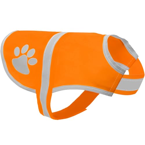 Voarge Reflektierende Sicherheitsweste für Hunde, Hohe Sichtbarkeit, Reflektierende Sicherheitsweste Haustierweste für Nachts im Freien (Orange, L) von Voarge