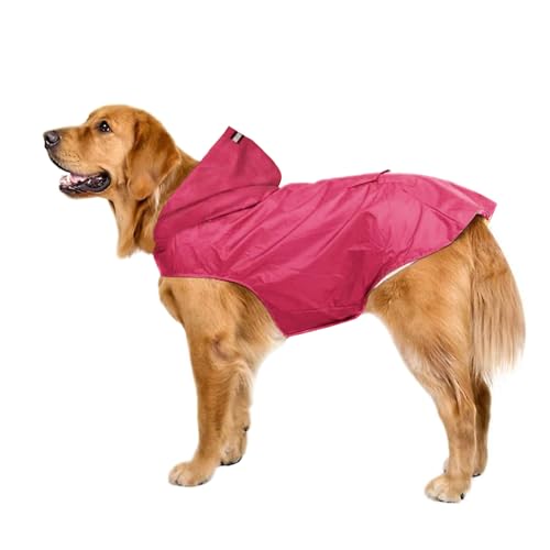 Voarge Regenmantel für Hunde, Regenmantel für mittelgroße und große Hunde mit Kapuze, Regenponcho mit und reflektierendem Streifen für kleine mittelgroße Hunde (4XL, Rot) von Voarge