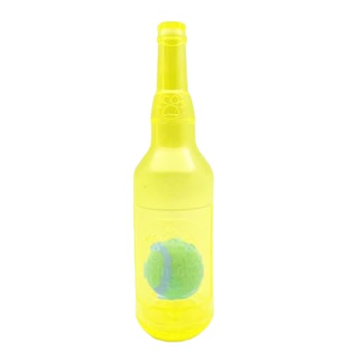 Vocdikficy Wasserflasche Cruncher Kauflasche Spielzeug für Hunde Plastik Wasserflasche Kauspielzeug für Hunde mit Ball Gelb von Vocdikficy