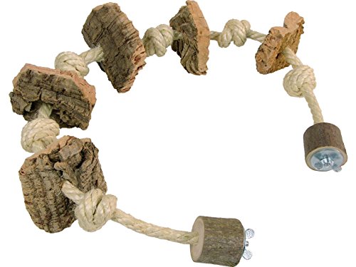 Spielzeug Seil für Vögel - Größe S, M, L, XL - mit Knabber-Kork Stücken | Spielzeug Seil für Wellensittiche, Nymphensittiche, Kleinpapageien, Agaporniden UVM. (L (70 cm)) von VogelKing