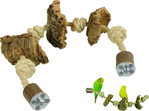 VogelKing Spielzeug Seil für Vögel - Größe S, M, L, XL - mit Knabber-Kork Stücken von VogelKing