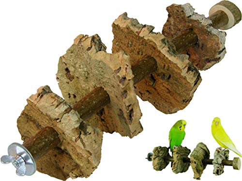 Wellensittich-Spielzeug Naturholz-Sitzstange für Vögel mit Knabber Kork in den Größen 20 cm oder 30 cm (30 cm) von VogelKing