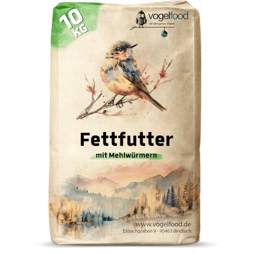 10 kg Fettfutter mit Mehlwürmern für Wildvögel von Vogelfood wir sind gut zu Vögeln