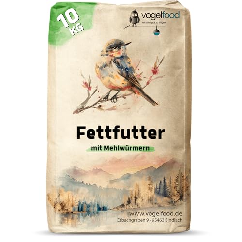 Vogelfood 10 kg Fettfutter mit Mehlwürmern für Wildvögel von vogelfood wir sind gut zu Vögeln