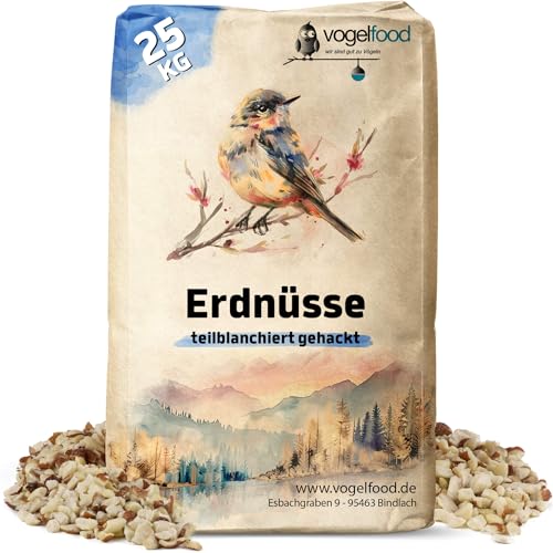 Vogelfood Erdnüsse teilblanchiert gehackt 25 kg geviertelt Vogelfutter Igelfutter von vogelfood wir sind gut zu Vögeln