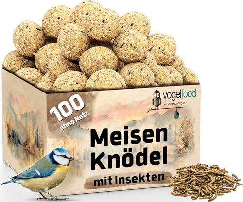 100 x 90 g =9 kg Meisenknödel mit Insekten ohne Netz Vogelfutter 4 Jahreszeitenknödel Wildvogelfutter Ganzjahresfutter Fettfutter von Vogelfood