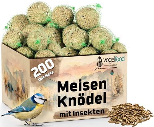 Vogelfood 200 x 90 g =18 kg Meisenknödel mit Insekten mit Netz Vogelfutter 4 Jahreszeitenknödel Wildvogelfutter Ganzjahresfutter Fettfutter von vogelfood wir sind gut zu Vögeln