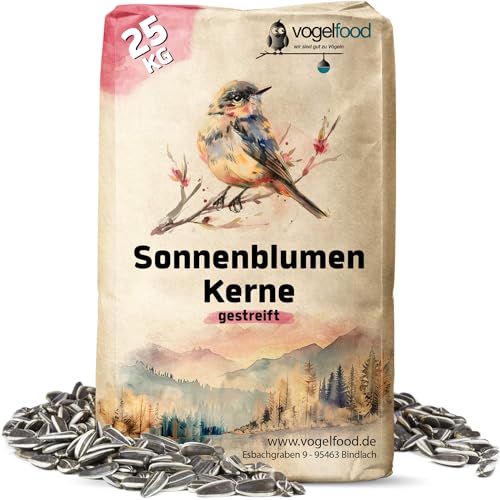 25 kg Sonnenblumenkerne Vogelfutter gestreift Marke Vogelfood frische Ernte von Vogelfood