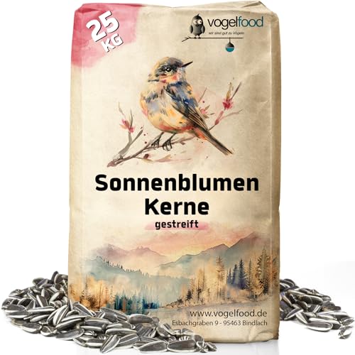 gestreifte Sonnenblumenkerne Marke Vogelfood 25 kg von Vogelfood wir sind gut zu Vögeln