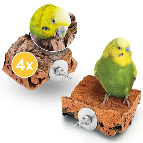 4 x Kork-Pickstein für Vögel. Die leckere Alternative zum Kalkstein oder Sepia-Schale, Wellensittich Zubehör von Vogelgaleria