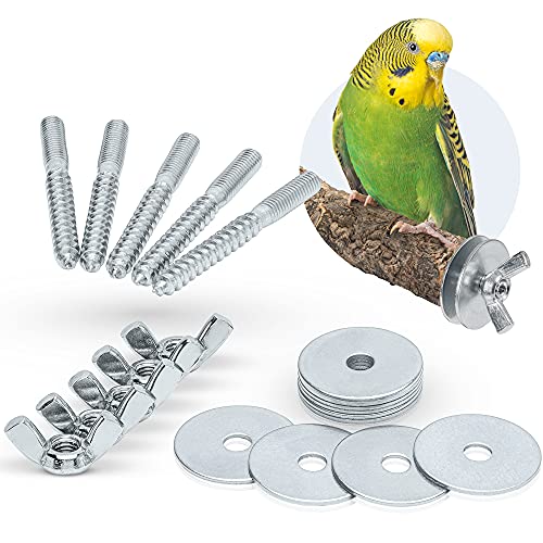 Vogelgaleria® 5er Pack Astschrauben zum Selberbasteln und Käfigbefestigung von Vogelspielzeug, Sitzstangen, Sitzbretter usw. (Stahl verzinkt) von Vogelgaleria