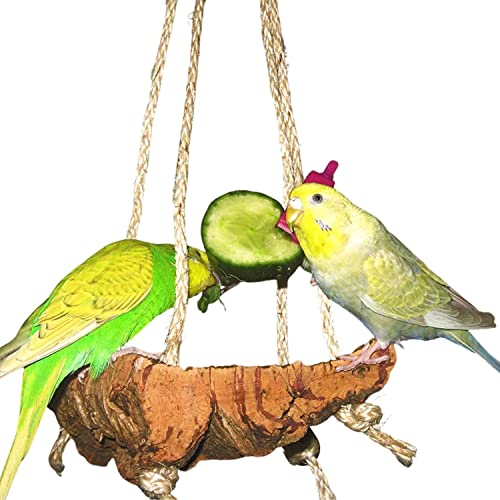 Vogelgaleria® Spannende Korkschaukel M, Vogelschaukel, Sitzbrett und Pickstein zugleich von Vogelgaleria