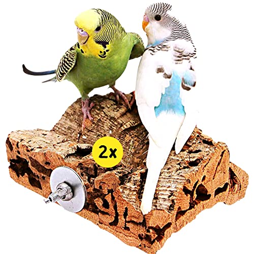Vogelgaleria® Doppelpack Korksitzbretter 10x10cm Zubehör Set für den Vogelkäfig | Kork Sitzbrett für Wellensittich Nymphensittich aus Naturkork | Das perfekte Zubehör für Vögel | Korkbrett Korksitz von Vogelgaleria