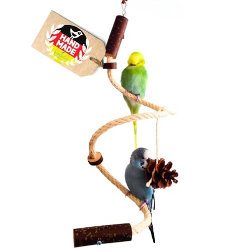 Vogelgaleria® handgemachtes Wellensittich Spielzeug | Kletterspirale mit Natur Knabberringen für Vögel | Gesundes Wellensittich Zubehör für den Vogelkäfig oder Voliere Vogelgaleria® handgemachtes Wellensittich Spielzeug | Kletterspirale mit Natur Knabberringen für Vögel | Gesundes Wellensittich Zubehör für den Vogelkäfig oder Voliere von Vogelgaleria