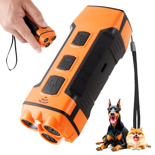 Vogholic Anti-Bell-Abschreckungsgerät für Hunde, 5-in-1-Lösung für Hundeverhaltensprobleme, sichere tragbare Taschenlampe und Signalton für kleine, mittelgroße und große Hunde, Orange von Vogholic