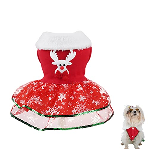 Voiakiu Hunde-Weihnachtsrock-Outfit - Pet Bling Hundepartykleid Rock für Katze Hund,Thermisches Feiertags-Mädchen-Welpen-Kostüm-Hunde-Kleid-Haustier-Winter-Kleidung für kleine Katzen-Mantel-Hündchen von Voiakiu