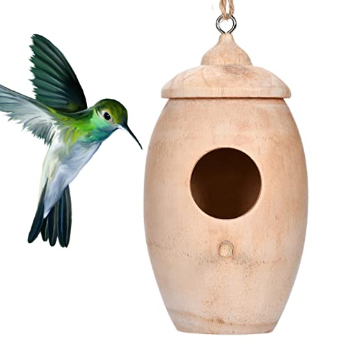 Voiakiu Kolibri-Häuser zum Nisten | Behänge aus Holz Kolibri-Häuser | Natürliche Vogelhütte für draußen, Vogelhäuser für Audubon Finch Canary Chickadee von Voiakiu