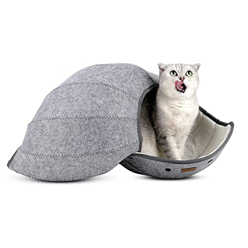 Voiakiu Shell-Katzenbett - Katzenbett Katzenhöhlenbett - Katzenspielzeugbälle, Katzentunnel für Katzen im Innenbereich Interaktive Katzenbetthöhle, Faltbare Multifunktions-Katzen-Hündchen-Tunnelröhre von Voiakiu