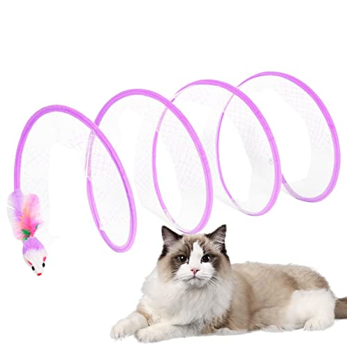 Tunnel für Katzen | Kätzchentunnel faltbar S-for | Katzenspielzeug für Hauskatzen, Dekompressionsspielzeug mit interaktiven Federn für Haustiere Voihamy von Voihamy
