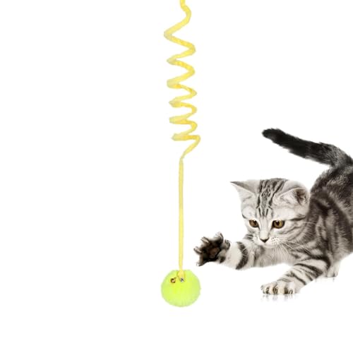 Voihamy Katzen-Teaser-Zauberstab, Teaser-Spielzeug für Katzen - Catcher Teaser Hüpfendes, einziehbares Katzenspielzeug - Flexibler, lustiger Türtrainer mit Garnball für Hauskatzen von Voihamy