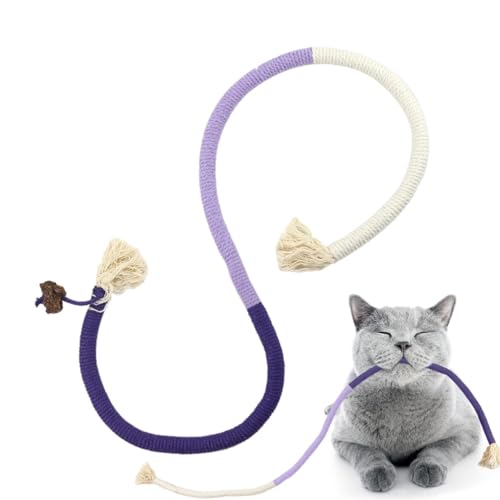 Voihamy Katzenseilspielzeug - Interaktives Katzen-Teaser-Zauberstab-Seil | Mit Katzenminze-Duft, interaktivem Katzenspielzeug, natürliches Zahnungsspielzeug für Katzen, Bewegung und Spaß von Voihamy