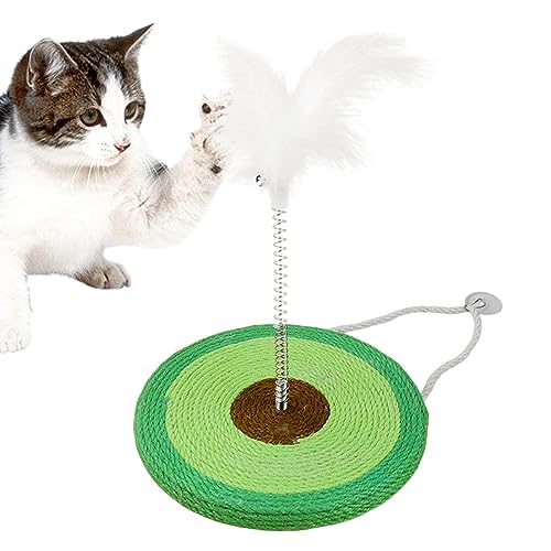 Voihamy Kratzspielzeug für Katzen | 2-in-1-Katzenspielzeug,Interaktiver Katzenfederstab mit Feder und Sisalschnur für Katzenkätzchen, die Spaß am Übungsspiel von Voihamy
