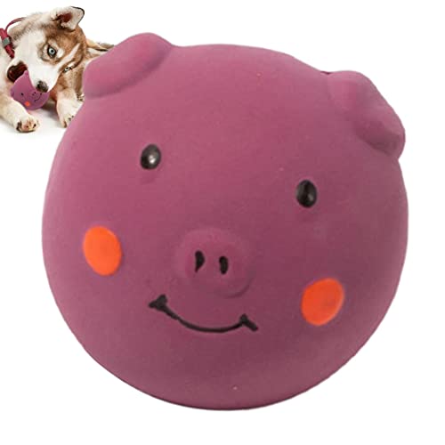 Voihamy Quietschende Spielzeuge für Hunde - Cartoon-Schwein-Form-Welpen-Ball-Spielzeug,Interaktives Zahnen für Haustiere, süßes Hundespielzeug für kleine, mittelgroße Rassen von Voihamy
