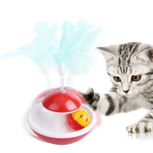 Voihamy Rotierendes Katzenspielzeug mit Federn, Katzenspielzeug für Hauskatzen - Drehbares Katzenspielzeug für Wohnungskatzen - Kauspielzeug für Kätzchen, Katzenspielzeug, interaktives von Voihamy