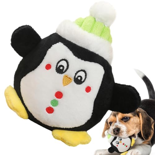 Voihamy Weihnachtspinguin-Plüsch-Hundespielzeug,Haustier-Katzen-Hunde-Plüschtierzubehör Plüsch | Atmungsaktives, interaktives Kauspielzeug, Hundebegleiter für mittelgroße und kleine Welpen und Katzen von Voihamy